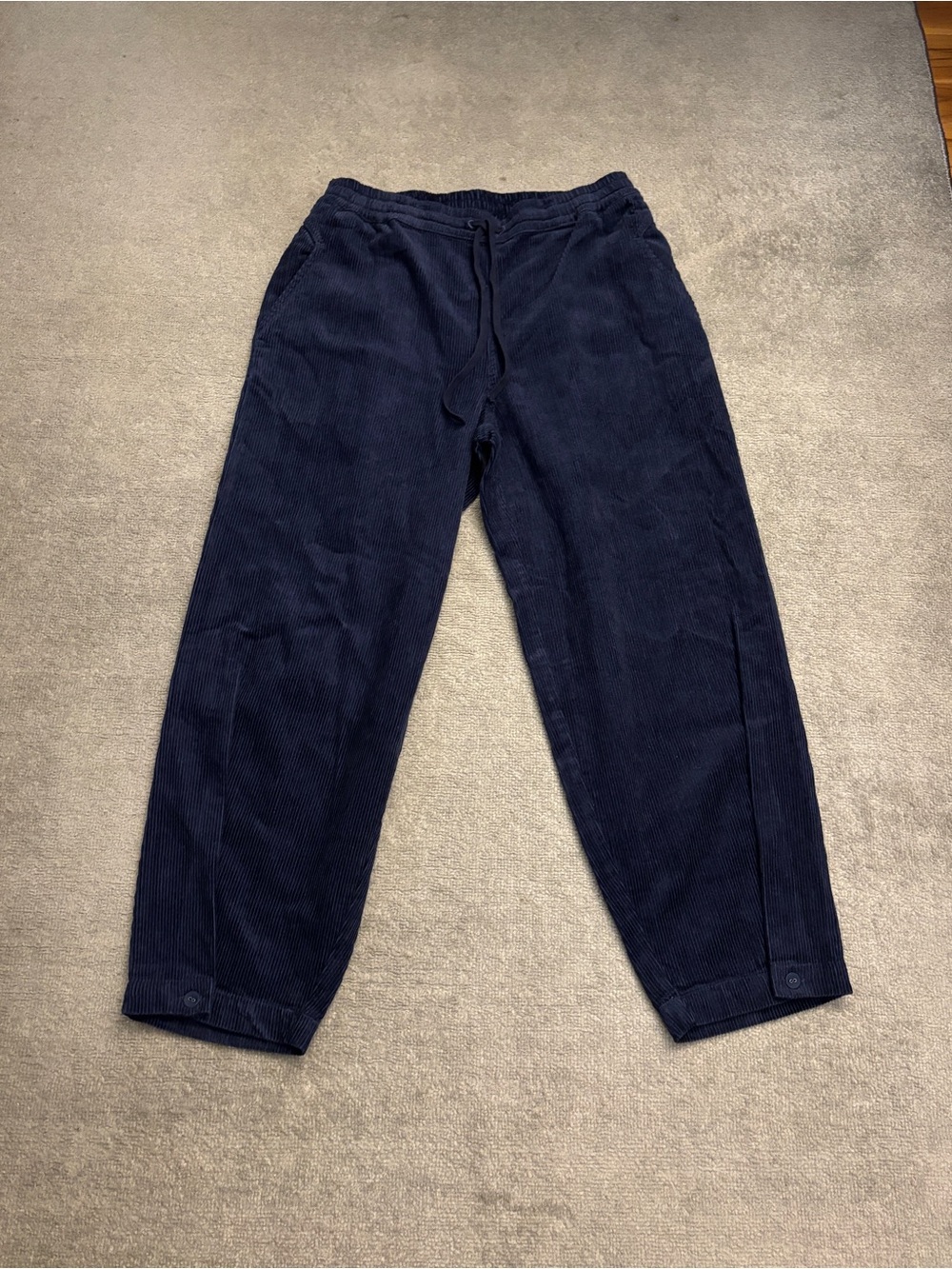 Poetry Cropped Tapered Leg Corduroy Trousers Button Hem Cotton Yak NEW